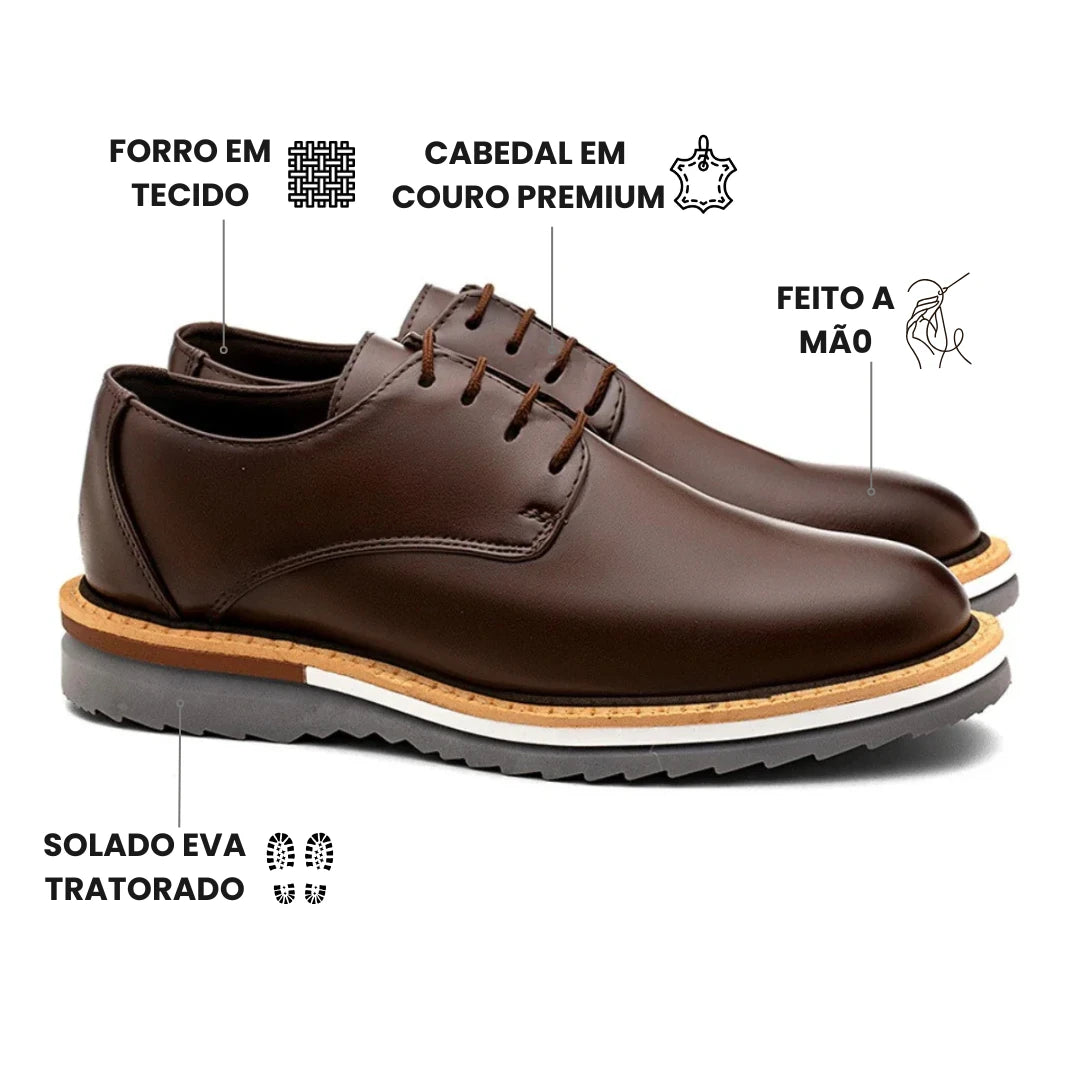 Sapato Derby Masculino Tratorado Austin Café