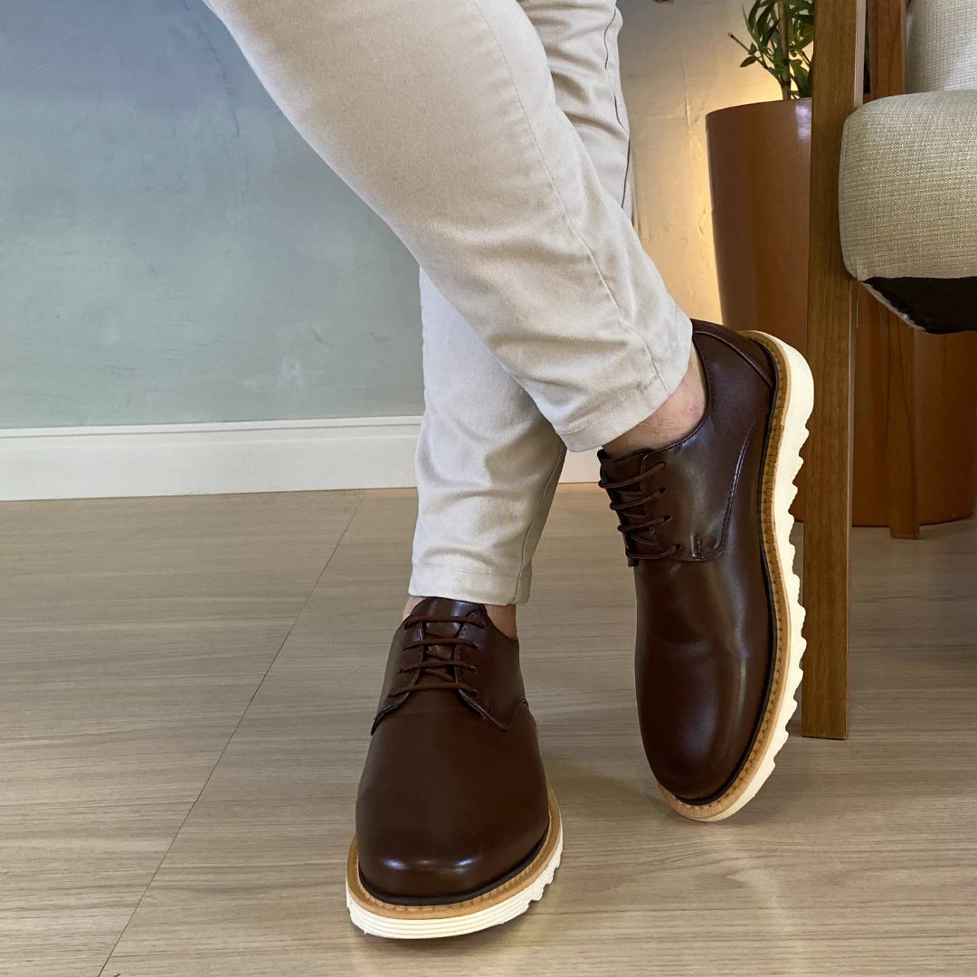 Sapato Derby Masculino Tratorado Mancini Café