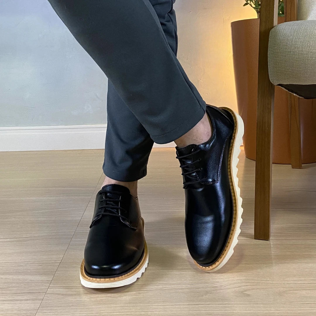 Sapato Derby Masculino Tratorado Mancini Preto