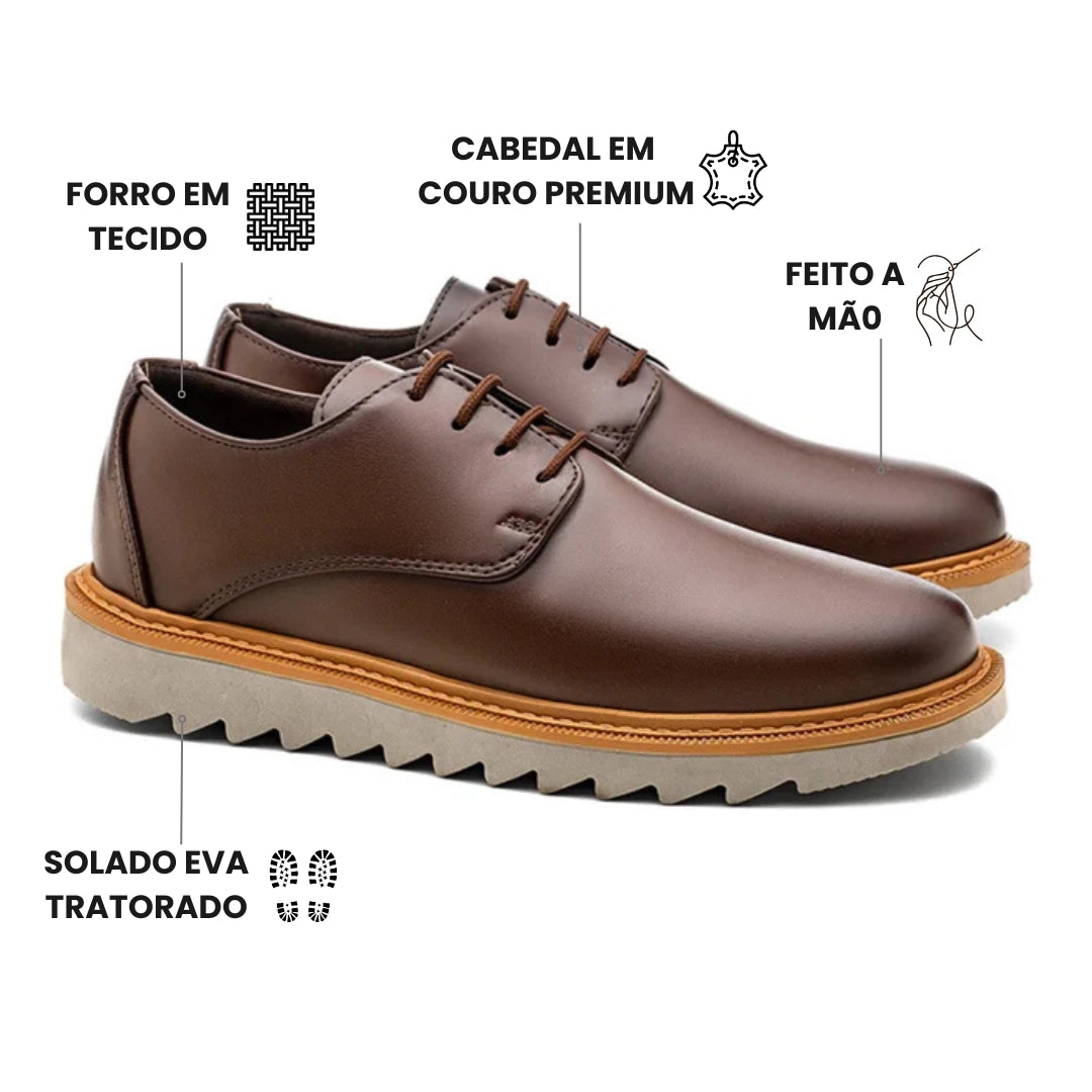 Sapato Derby Masculino Tratorado Veneza Café