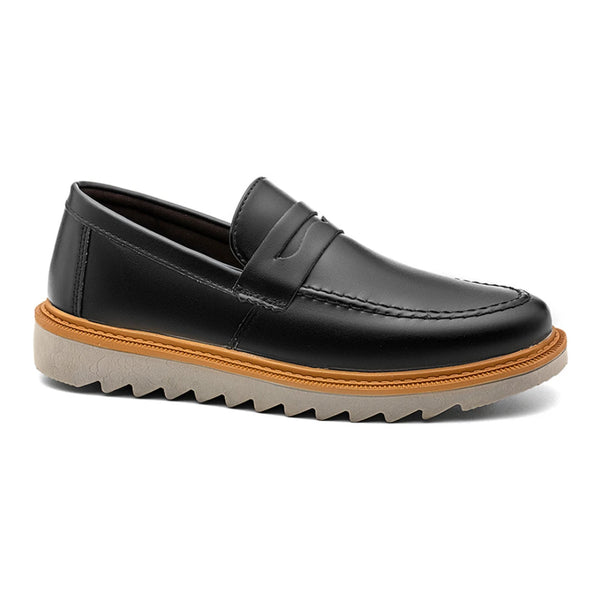 Sapato loafer masculino preto em couro premium para trabalho e eventos