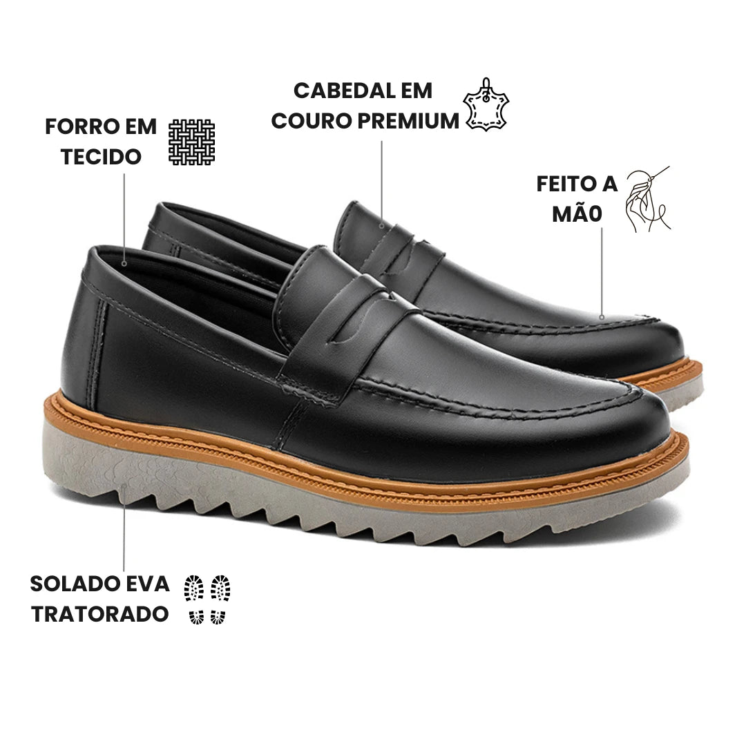 Sapato Loafer Masculino Tratorado Louis Preto