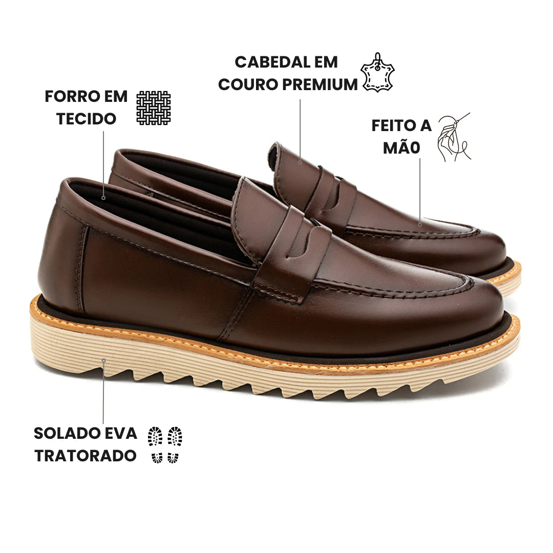Sapato Loafer Masculino Tratorado Martin Café