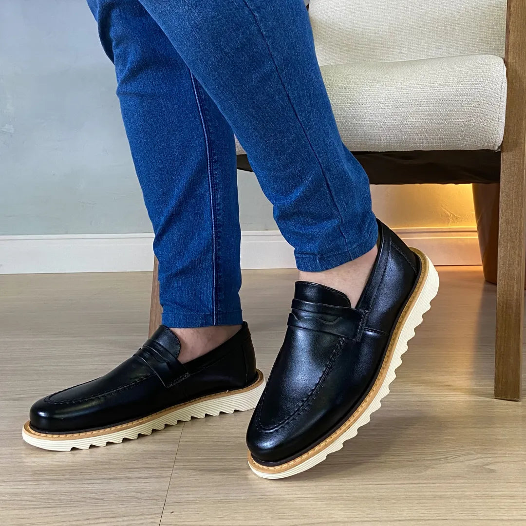Sapato Loafer Masculino Tratorado Martin Preto