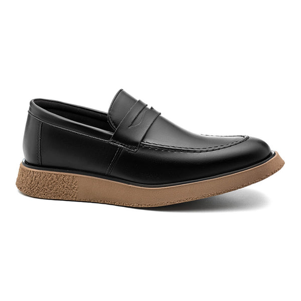 Vista superior do loafer Vincenzo preto com solado natural