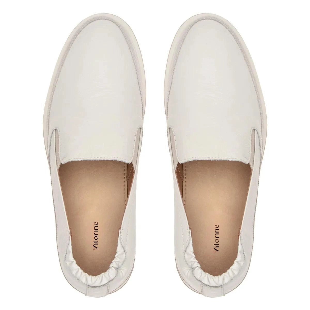 Tênis Casual Masculino Slip On em Couro Off White Atlanta