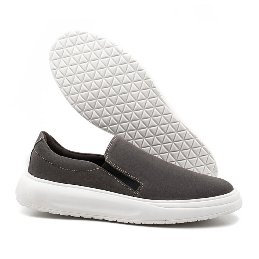 Tênis Slip On Masculino Vinci Camurça Cinza