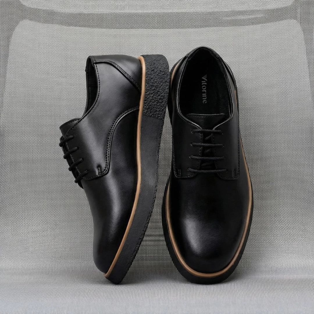 Sapato derby masculino preto leve e confortável para uso diário
