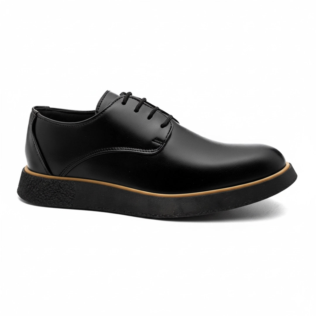 Sapato derby masculino Monaco All Black em couro premium