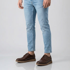Sapato derby masculino Monaco café em couro premium
