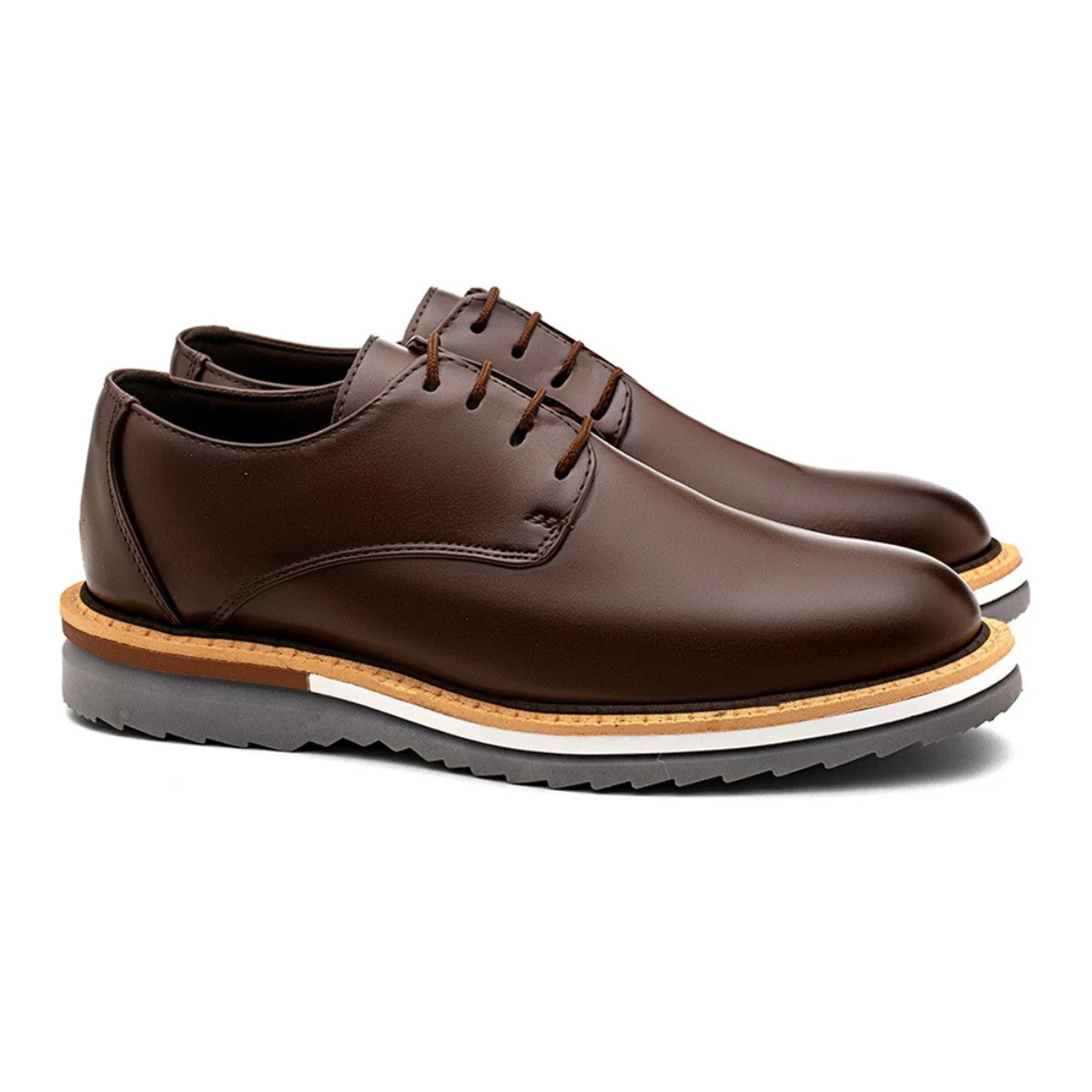 Sapato Derby Masculino Tratorado Austin Café