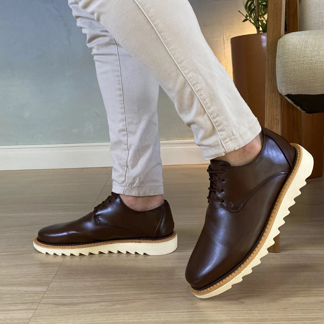 Sapato Derby Masculino Tratorado Mancini Café