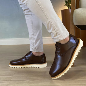 Sapato Derby Masculino Tratorado Mancini Café