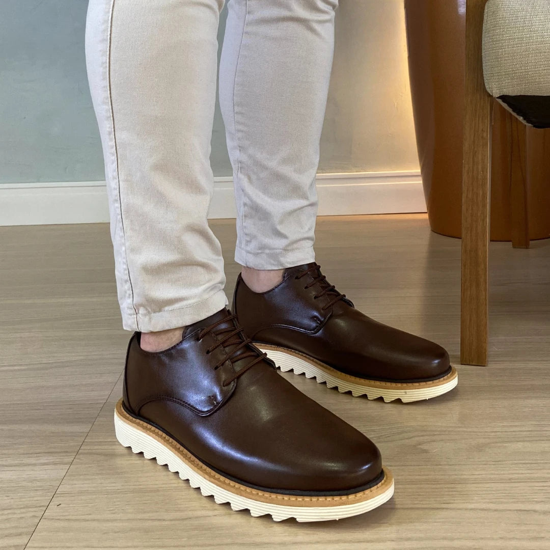 Sapato Derby Masculino Tratorado Mancini Café