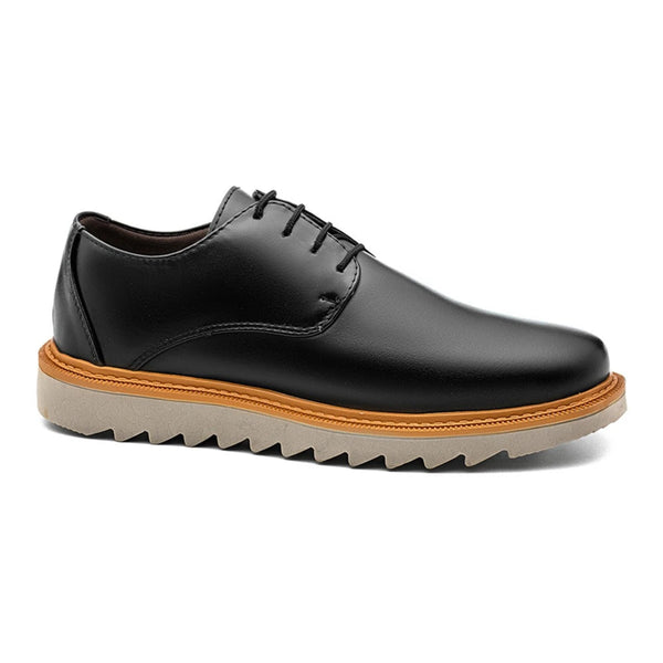 Sapato derby Veneza preto masculino com amarração clássica