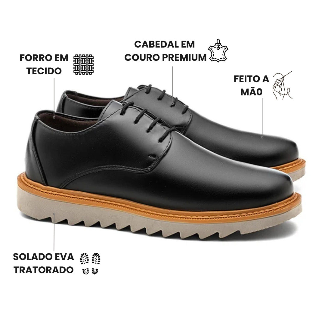 Sapato Derby Masculino Tratorado Veneza Preto