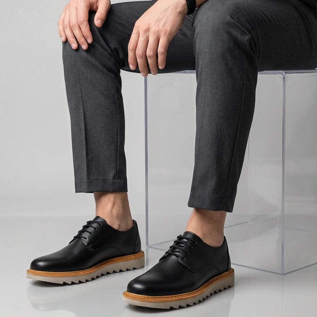 Sapato derby tratorado masculino preto