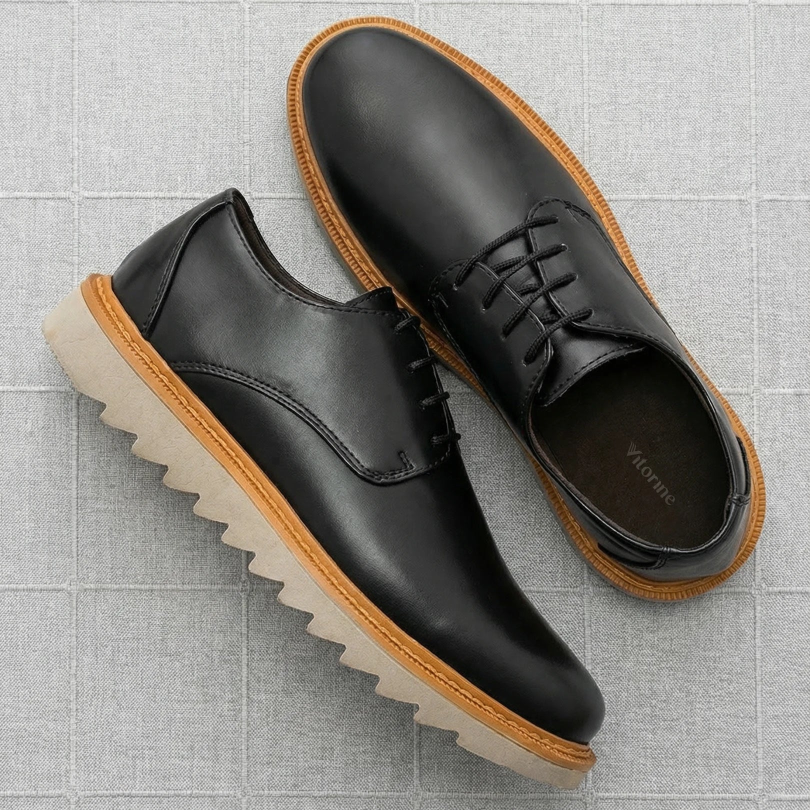 Sapato derby masculino preto em couro premium para ambientes formais e informais