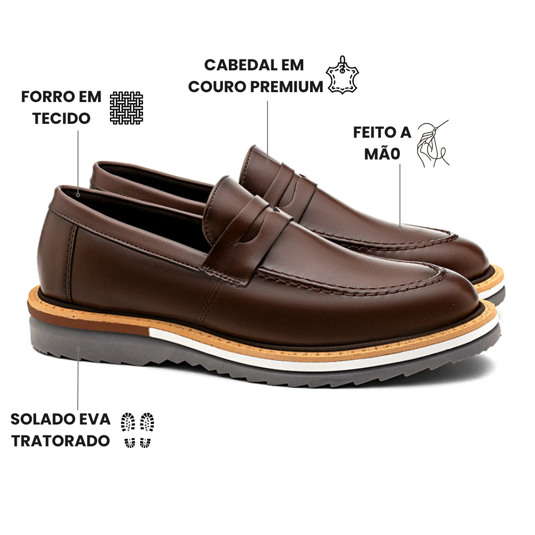 Sapato Loafer Masculino Tratorado Harold Café