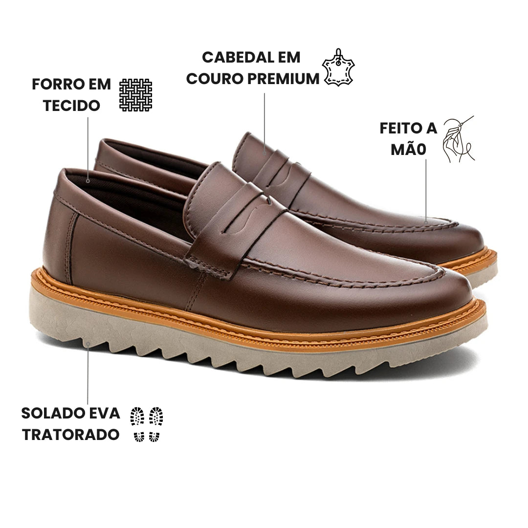 Sapato Loafer Masculino Tratorado Louis Café