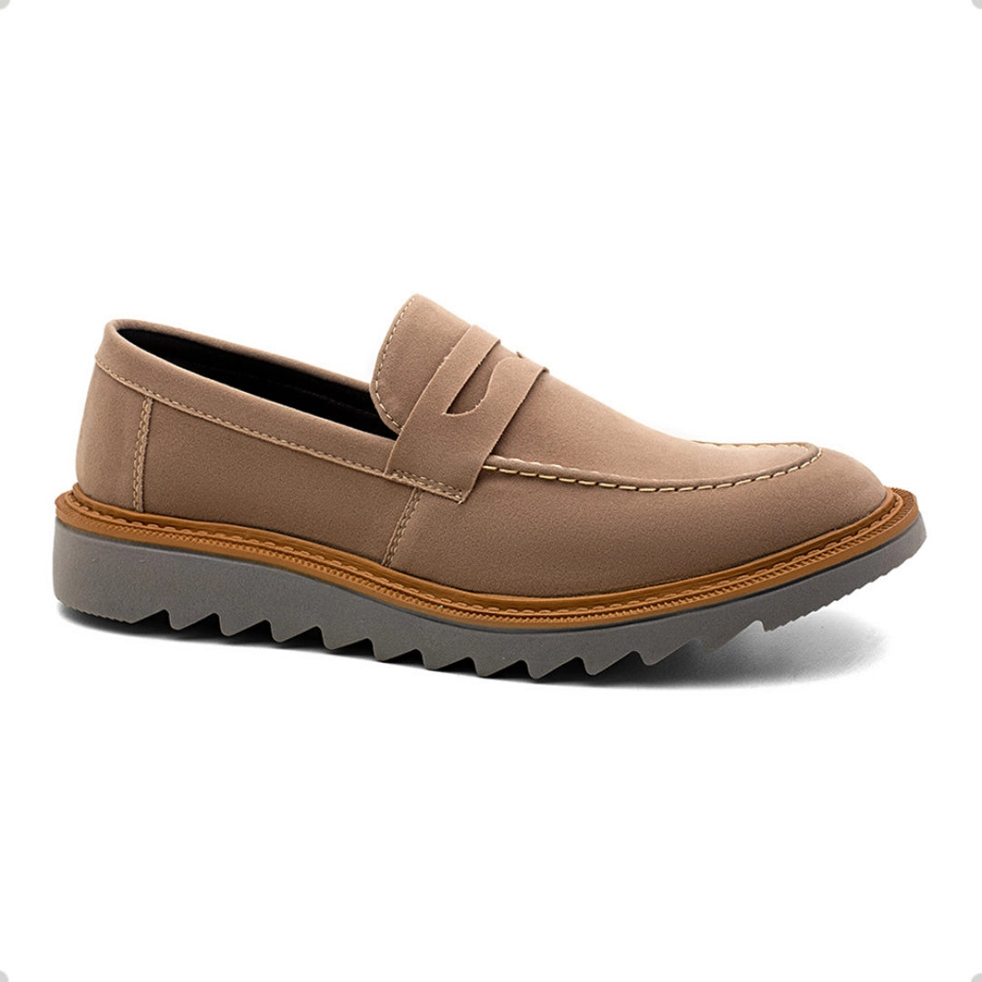 Sapato Loafer Masculino Tratorado Louis Camurça Ginger