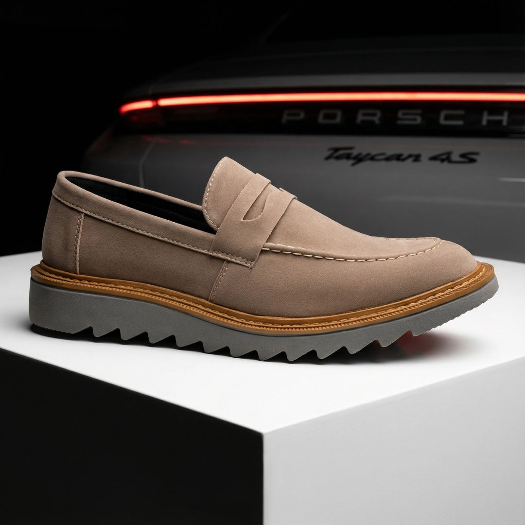 Sapato Loafer Masculino Tratorado Louis Camurça Ginger