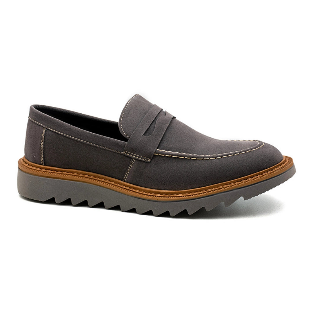 Sapato Loafer Masculino Tratorado Louis Camurça Titânio