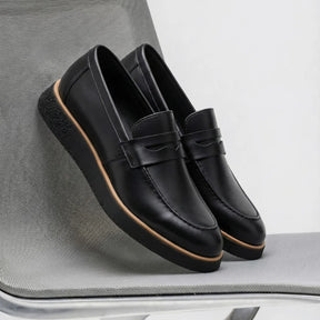 Sapato loafer casual vincenzo all black em couro premium 