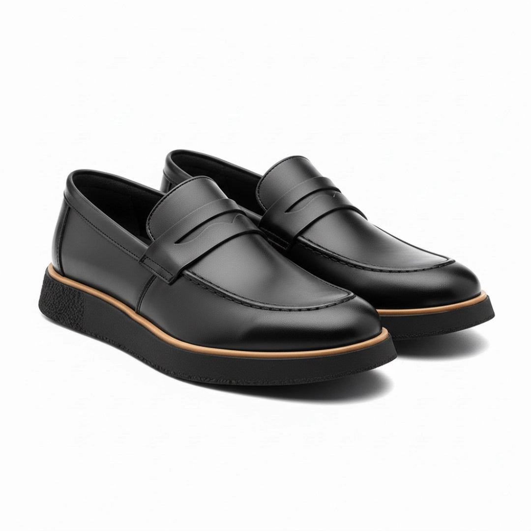 Loafer masculino preto com solado New Crepe