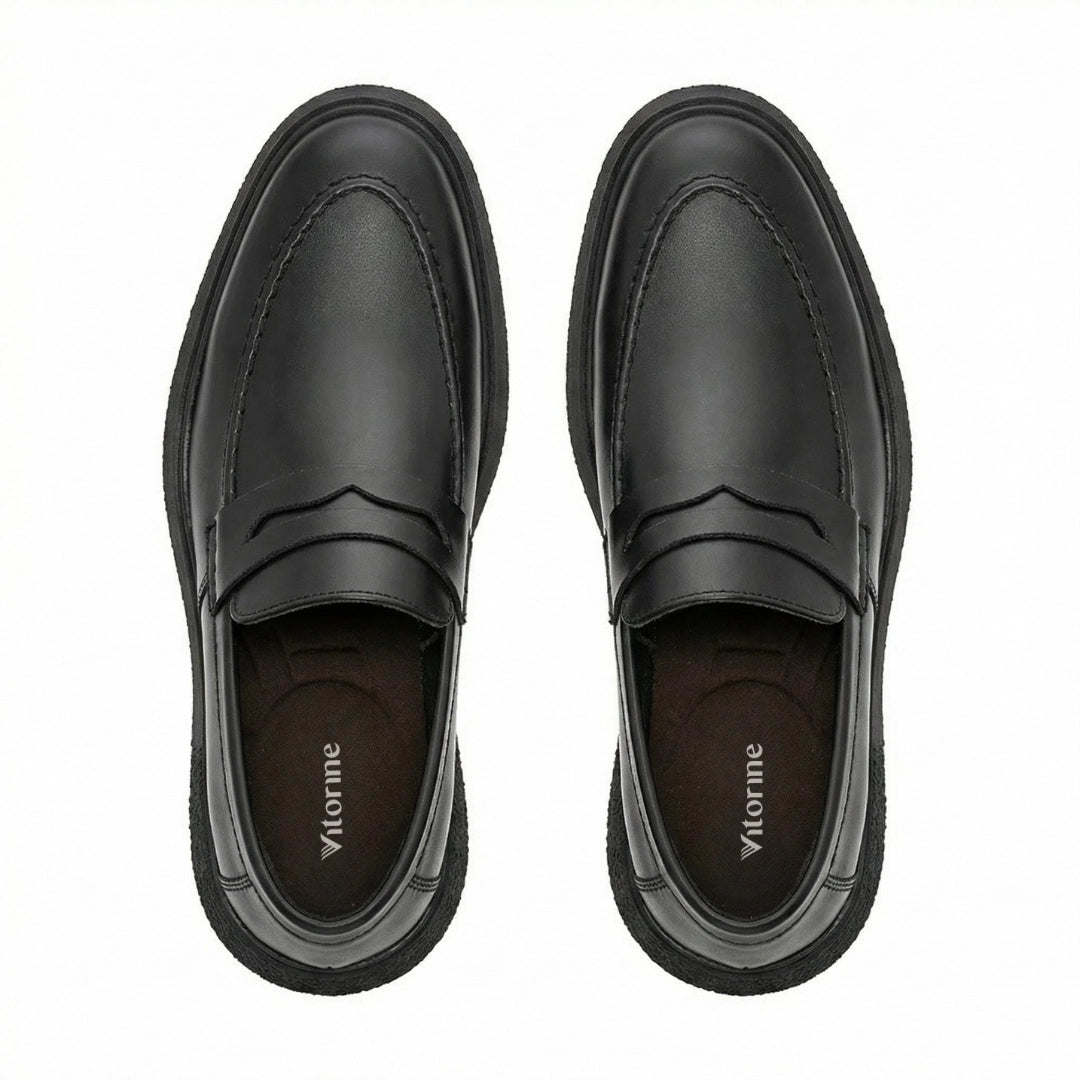 Palmilha anatômica em espuma D60 do loafer Vincenzo preto