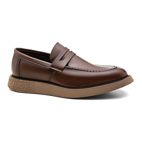 Sapato loafer masculino café Vincenzo com solado natural