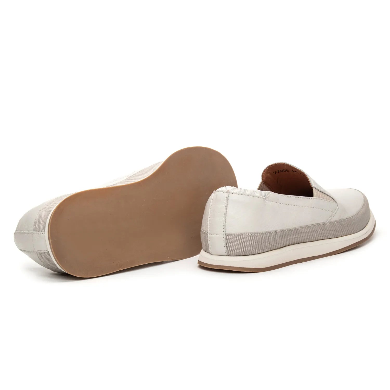 Tênis Casual Masculino Slip On em Couro Off White Atlanta