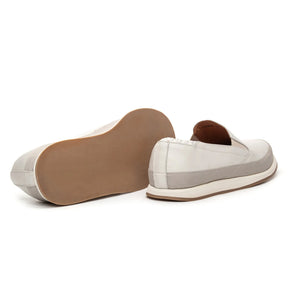Tênis Casual Masculino Slip On em Couro Off White Atlanta