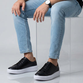 tênis casual masculino preto para trabalho e dia a dia