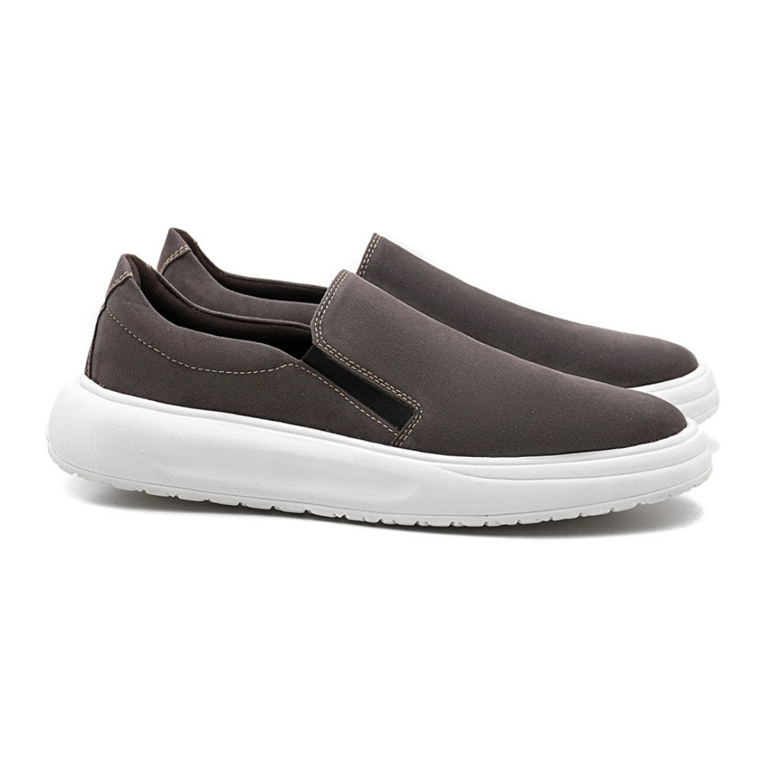 Tênis Slip On Masculino Vinci Camurça Cinza