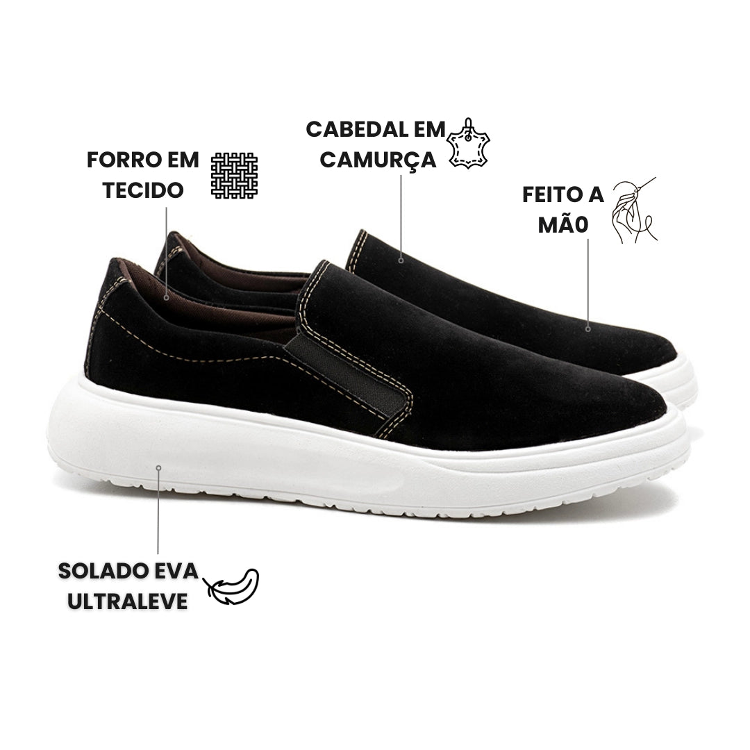 Tênis Slip On Masculino Vinci Camurça Preto